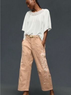 PILCRO MILLIE LOW SLUNG BARREL CROPPED UTILITY PANTS